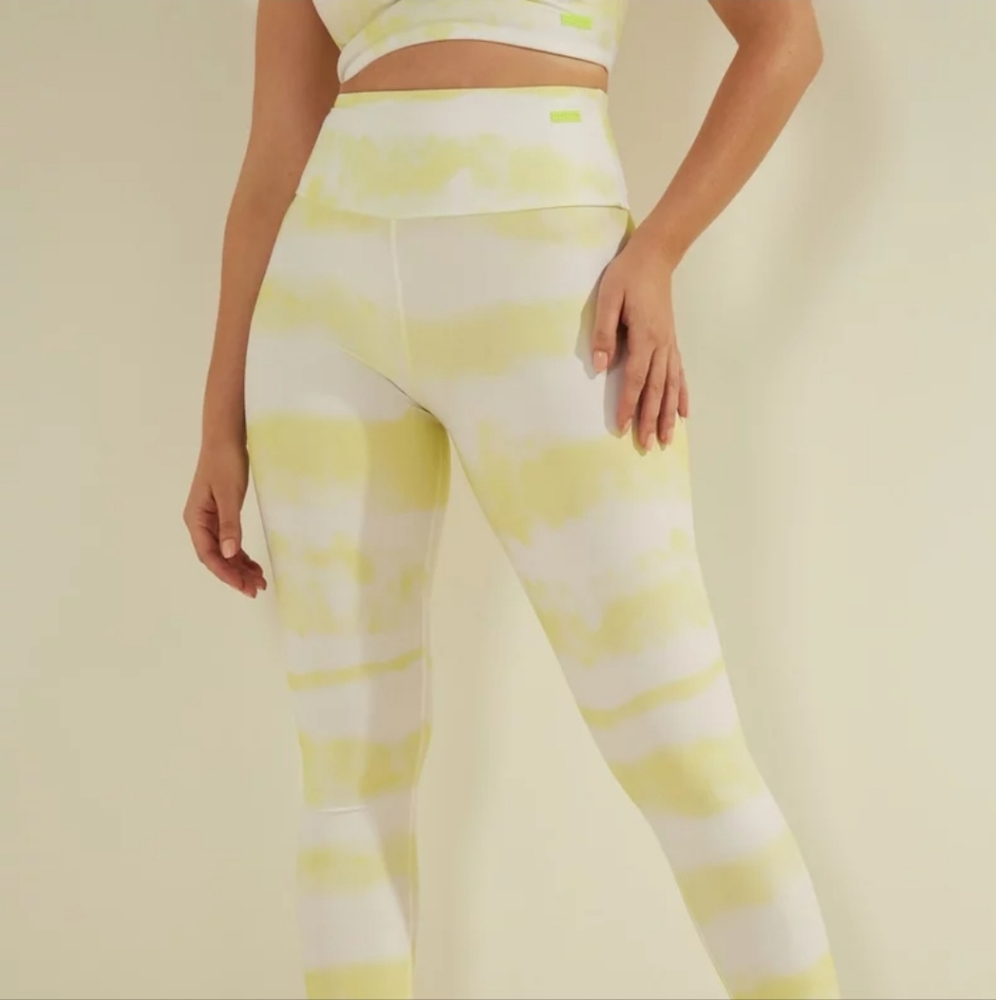 GUESS Active Stretch Compression Leggings in Lemon Citron SMALL BNWT $60